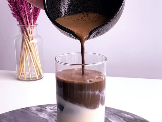Blueberry Lavender Iced Hojicha Latte